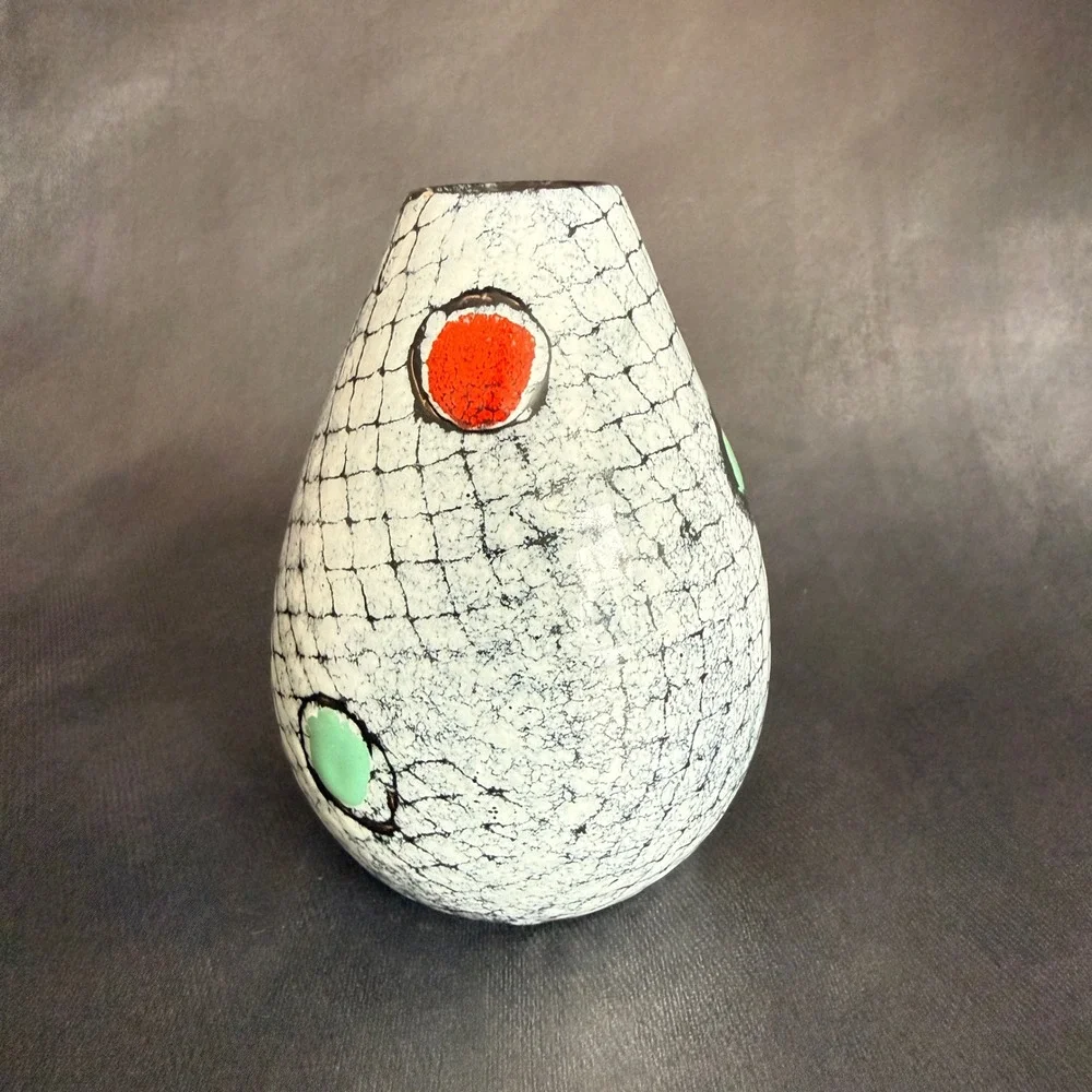 Bitossi Italian Art‎ Pottery Crackle Glaze Vase Polka Dot Mid Century
